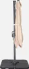 A closed beige umbrella with a gray pole and a black base, set against a light gray background. Anteprima dell’immagine prodotto