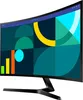 A curved computer monitor displaying a colorful abstract graphic. Produktbild-Vorschau