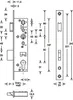 Technical drawing with dimensions of a lock mechanism and its components. Produktbild-Vorschau
