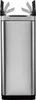 A stainless steel trash can with its lid open. Produktbild-Vorschau