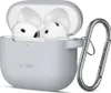 A light gray silicone case for AirPods with a carabiner clip attached. Anteprima dell’immagine prodotto