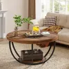 Tribesigns Runde Couchtisch, Industrial 2-Tier-Kreis Produktbild-Vorschau 3