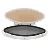 An open oval porthole with a screen and a brown interior panel, isolated on a white background. Anteprima dell’immagine prodotto