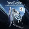 Two clear phone cases with MagSafe rings are shown against a dark, rocky background with a blue sky. Náhľad obrázku produktu