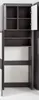 An open, empty gray cabinet with white interior backing and one white door ajar. Anteprima dell’immagine prodotto