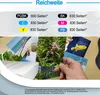 A collage of images showing printer ink page yield information, photos, and a stack of paper. Produktbild-Vorschau