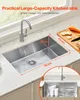 A kitchen sink with dimensions labeled, placed on a countertop next to a window. Anteprima dell’immagine prodotto