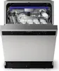 An open dishwasher with dishes inside, shown from the front. Produktbild-Vorschau
