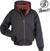 A black hooded jacket with a red plaid lining is shown against a white background. A brand logo and name are visible in the upper right corner. Náhled obrázku produktu