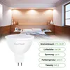 A bedroom scene with a bed and a light bulb in the foreground, along with product specifications. Produktbild-Vorschau