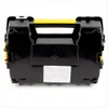 The image shows the back view of a black and yellow tool organizer box. Anteprima dell’immagine prodotto