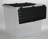 A transparent storage box with a black lid. Produktbild-Vorschau