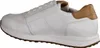 A side view of a white leather sneaker with brown accents. Produktbild-Vorschau