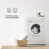 A washing machine with a basket of towels in front of it, and icons and text indicating washing instructions. Produktbild-Vorschau
