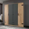 Kleiderschrank, mit 4 Türen, in Eiche und Graphit Produktbild-Vorschau 2