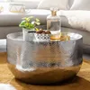 Couchtisch Hammerschlag Aluminium Rund 60x60x35cm Silber Produktbild-Vorschau 2
