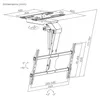 A technical drawing of a TV ceiling mount with dimensions and angles indicated. Anteprima dell’immagine prodotto
