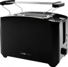 A black Clatronic toaster with a chrome warming rack is shown against a white background. Produktbild-Vorschau