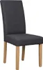 A single dining chair with a dark gray upholstered seat and back, and natural wood legs, presented against a white background. Produktbild-Vorschau