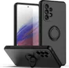 A black phone case with a ring holder is displayed from multiple angles against a white background. Produktbild-Vorschau