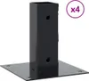 A black metal post base with a square opening and a flat square base with mounting holes, shown against a white background. A purple circle with 'x4' is in the upper right corner. Produktbild-Vorschau