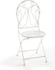 A white metal folding chair is shown against a white background. Produktbild-Vorschau