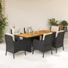 The Living Store 7-tlg. Garten-Essgruppe mit Kissen Schwarz Produktbild-Vorschau 2