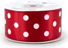 Satinband mit Punkten 38mm x 25m Rolle Rot Produktbild-Vorschau 2