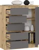 Kommode K80 Artisan Eiche 80 cm 1 Tür 5 Schubladen Front Produktbild-Vorschau 2