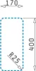A diagram showing dimensions and radius of a product. Produktbild-Vorschau