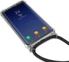 A smartphone in a clear protective case with a black lanyard attached. Produktbild-Vorschau