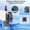 A white and gray water pump with blue accents, shown in a water environment with close-up diagrams highlighting its features. Náhled obrázku produktu