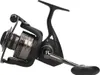 A black and gray fishing reel is shown against a white background. Produktbild-Vorschau