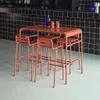 sweeek - Outdoor-Bartisch + 4 Barhocker mit Lehne aus Stahl Produktbild-Vorschau 4