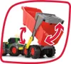 A toy farm trailer attached to a tractor, with arrows indicating movement. Produktbild-Vorschau