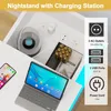 2x Nachttisch mit Steckdose & USB,LED Weiß Hochglanz Produktbild-Vorschau 7