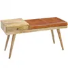 Sitzbank SALIM Ziegenleder / Massivholz Bank 100x52x38 cm Produktbild-Vorschau 11