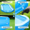 A collage of four images showing the steps to set up an inflatable pool. Podgląd zdjęcia produktu