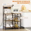 HOMCOM Étagere cuisine meuble micro-onde étagère rangement Voir les images du produit 6