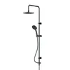 A black shower system with a rain shower head and a handheld shower head, displayed against a white background. Produktbild-Vorschau