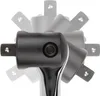 A close-up shot of a universal joint socket wrench head, shown in multiple positions to demonstrate its articulation. Produktbild-Vorschau