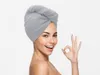 Rychleschnoucí froté turban na vlasy světle šedý, 100% Náhled obrázku produktu 2