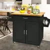 A kitchen cart with a wooden top is shown in a kitchen setting. Voir les images du produit