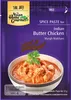 A pouch of spice paste for Indian Butter Chicken, with a bowl of the finished dish shown. Produktbild-Vorschau