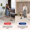 Split image showing two different scenarios of using a vacuum cleaner. Produktbild-Vorschau