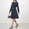 Damen Satin Midi Kleid mit langen Ärmeln, elegantes Produktbild-Vorschau 3