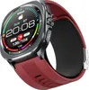 A close-up, angled view of a red smartwatch with a dark gray bezel and a black inner strap, displayed against a white background. Náhled obrázku produktu