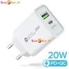 A white USB-C charger with two ports. Produktbild-Vorschau