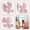 Rosa Puppenwagen mit Tragetasche und Korb – Klappbare Produktbild-Vorschau 11