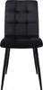 A black velvet dining chair with a tufted back and black metal legs, isolated on a white background. Produktbild-Vorschau
